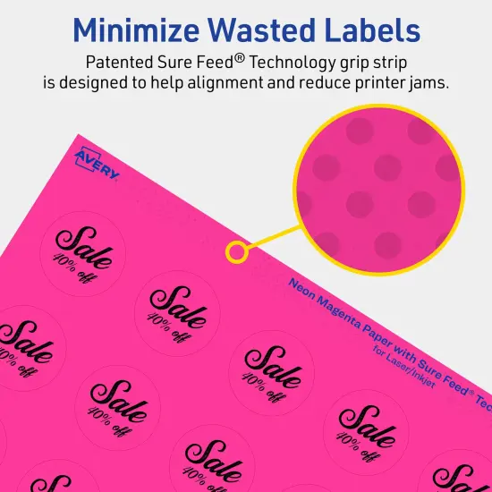 Avery Neon Magenta Paper Labels, 1.25" Diameter Round {4}