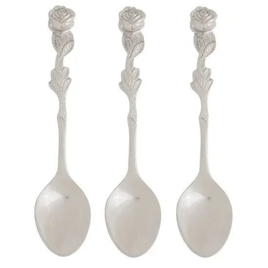 Fino 4.5-Inch Rose Design Stainless Steel Demi Spoon {1}