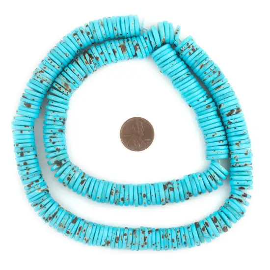 The Bead Chest 14mm Turquoise Bone Button Beads: Nepal Flat Round Disk Heishi Beads for DIY Necklace Jewelry Making {2}