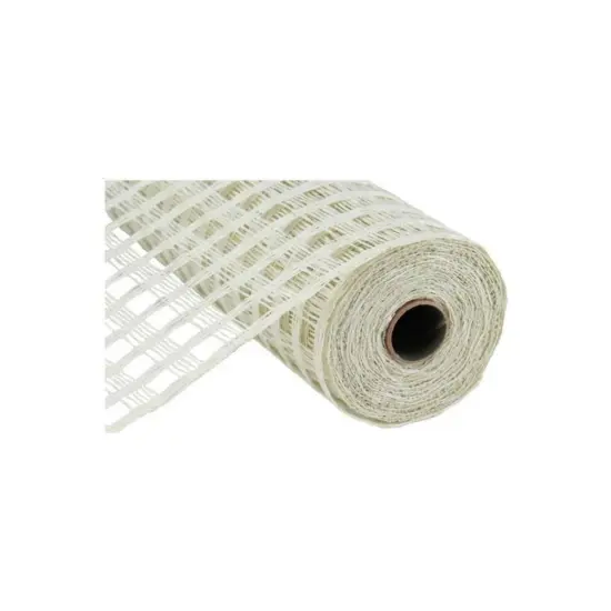 10" Poly Burlap Check Mesh Ribbon: Cream {2}