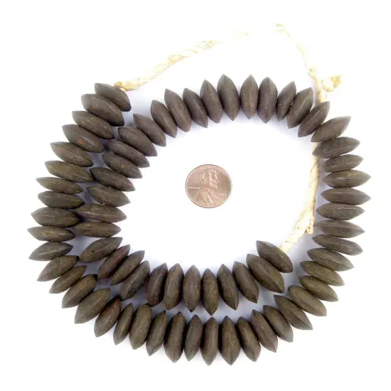 The Bead Chest Matte Brown Bone Beads - Full Strand of Fair Trade African Beads (Saucer, Matte Brown) {2}