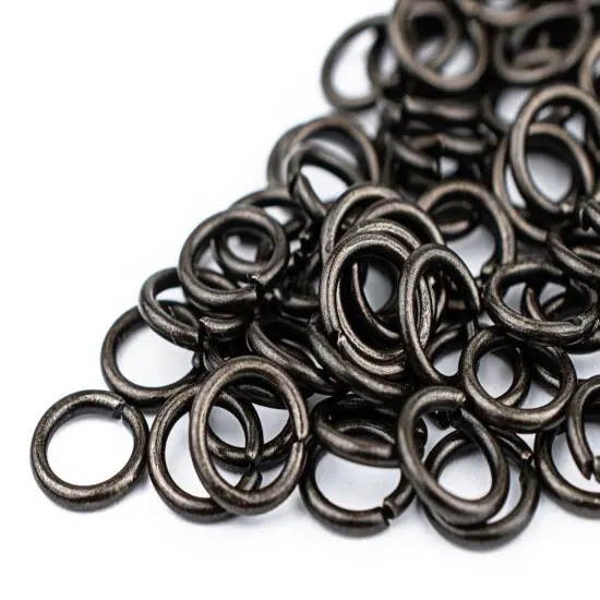 The Bead Chest Black 8mm Round Open Jump Rings, Pack of 100 {3}
