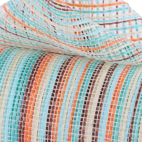 10" Vertical Multicolor Stripe Mesh: Blue/Orange/Teal (10 Yards) {3}