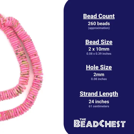 The Bead Chest 10mm Tourmaline Pink Bone Button Beads: Nepal Flat Round Disk Heishi Beads for DIY Necklace Jewelry Making {4}