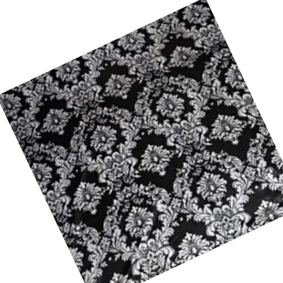 Damask Satin Print Fabric Lamour Dull Satin 60" Wide White Black Damask {3}