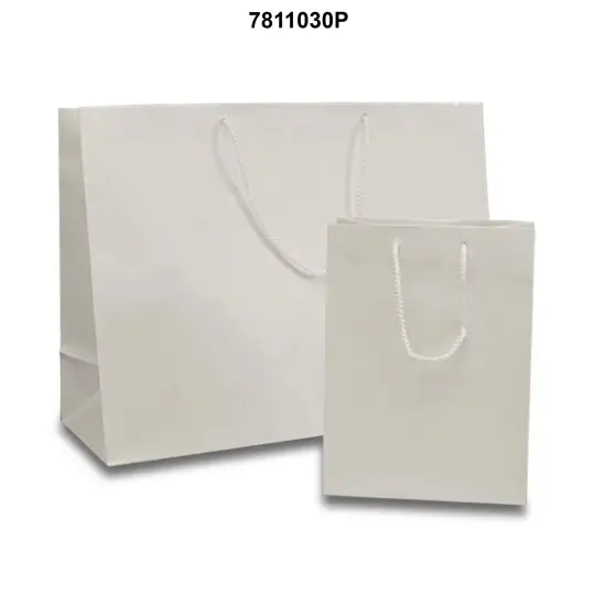 Mini Glossy Euro Totes Compact Size 6 1/4'' x 3 1/2'' x 8 1/2'' White {3}