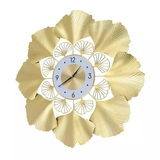 70cm 3D Creative Elegant Round Ginkgo Biloba Wall Clock Living Room Home Decor {2}