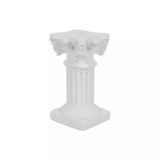 6 White Resin Mini Roman Column Taper CANDLE HOLDERS Set Party Events Supplies {1}