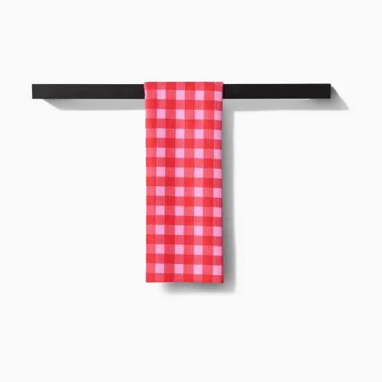 RED & PINK GINGHAM TEA TOWEL {4}
