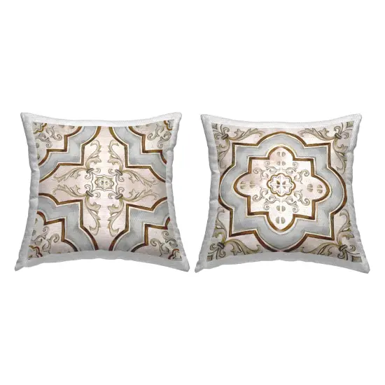 Mosaic Tile Geometrics 2 PC Outdoor Printed Pillow Set Design by Irena Orlov, 18 x 7 x 18 {1}
