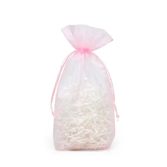 Flat Bottom Organza Bags 5 1/2'' x 11/2'' x 10 1/2'' for Luxurious Gift Wrapping Pink {2}