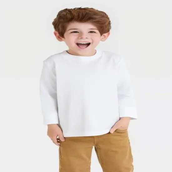 Rabbit Skins&reg; Toddler Cotton Jersey Long Sleeve Crewneck Tee - 3311 White {1}