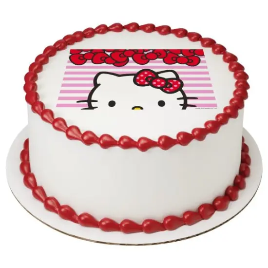 Hello Kitty PhotoCake&reg; Edible Cake Topper Icing Image for 6 inch Round cake or larger {1}