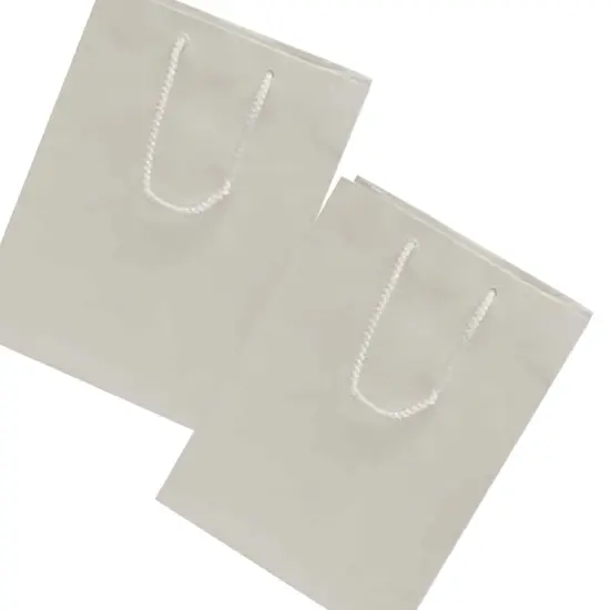 Mini Glossy Euro Totes Compact Size 6 1/4'' x 3 1/2'' x 8 1/2'' White {2}