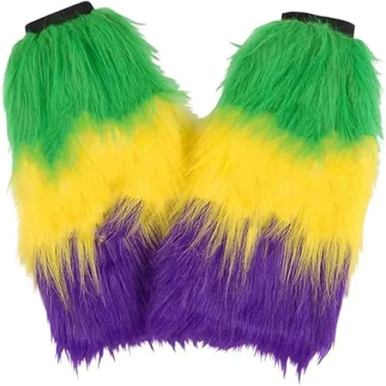 Mardi Gras Leg Warmer Covers for Women and Men - One Pair Fur Heels Boot Cuff Cover Masquerade Costume Accessory by 4E&rsquo;s Novelty {3}
