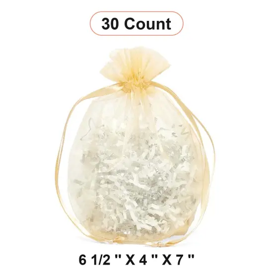Wide Round Flat Bottom Organza Bags 6 1/2 '' X 4 '' X 7 '' for Party Favors Toffee {1}