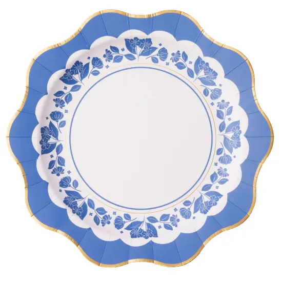 BELLE BLUE ELEGANT FLORAL DINNER PLATES {1}