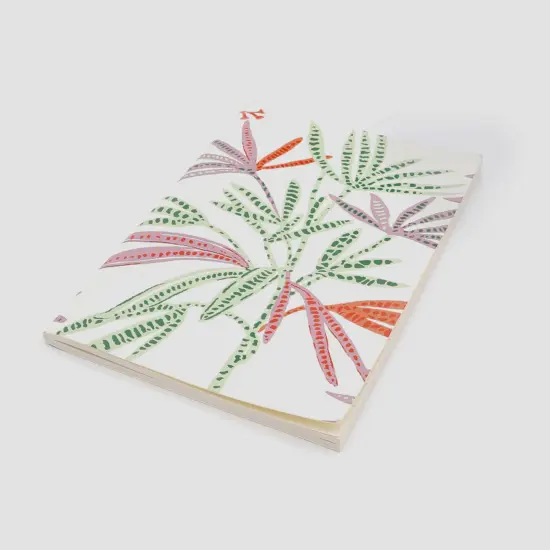 Soft Cover Off white/Green Leaves Handmade Paper Notebook Pack of 5, 10 X 7 inch {2}