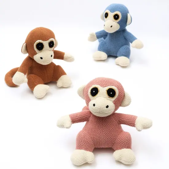 100% Handmade Cotton knitted Soft Monkey Plush Toy/Soft Toys starling blue {5}