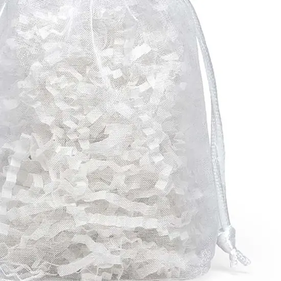 Flat Bottom Organza Bags 3 1/2'' x 1'' x 5 1/2'' for Gift Wrapping White {5}