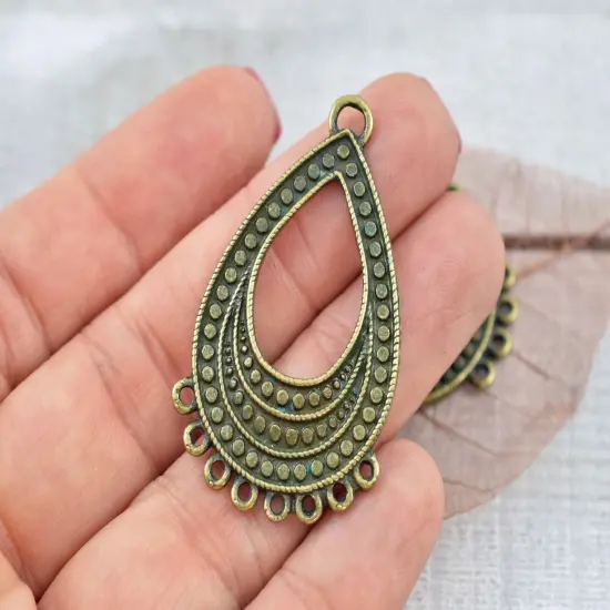 *10* 45x29mm Antique Bronze Teardrop Chandelier Hangers {3}