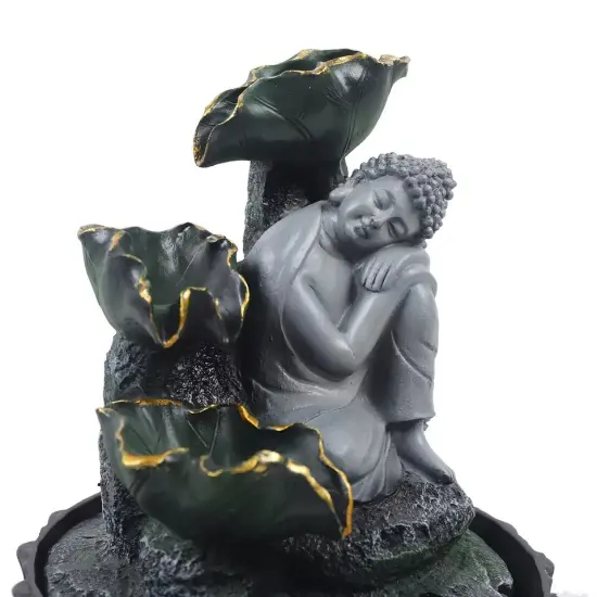 Buddhism Handmade Buddha Fountain Resin Statue with 4 Colors Lamp 110V {1}