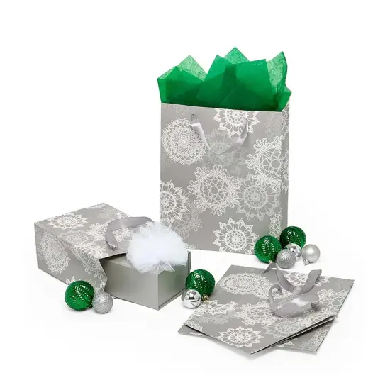 Light Silver Sparkle Snowflakes Bag 10 1/4'' X 4 3/4'' X 12 5/8'' Stylish {3}