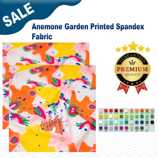 Anemone Garden Printed Spandex Fabric {1}