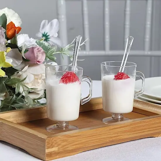24 Clear 2 oz Disposable Plastic Dessert CUPS Handles SPOONS Party Decorations {2}