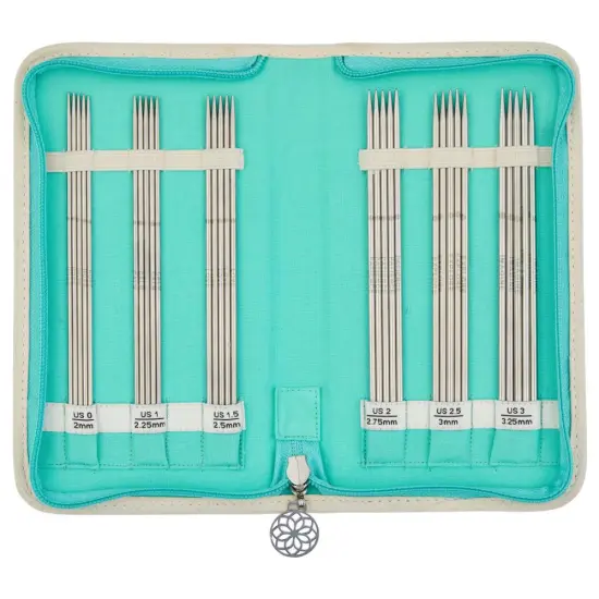 KnitPro Mindful Gracious Set - Stainless Steel Double Point Needles - 6 Sizes US 0, 1, 1.5, 2, 2.5 & 3 {1}