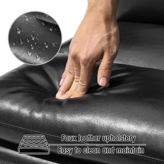 30.25"H Modern Soft PU Leather Armless Accent Chair Set of 2-Black {5}