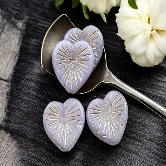 *4* 22mm Platinum Washed Thistle Heart Beads {4}