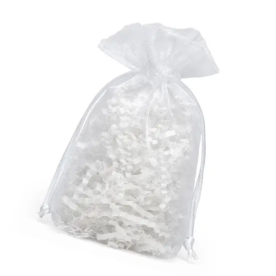 Flat Bottom Organza Bags 3 1/2'' x 1'' x 5 1/2'' for Gift Wrapping White {3}