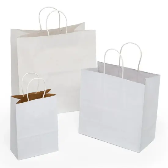 White Kraft Versa Recycled Handle Bags 13'' X 6'' X 16'' Classic {2}