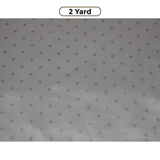 Mini Star Silky Satin Fabric 60" Wide 100% Polyester White silver star {1}