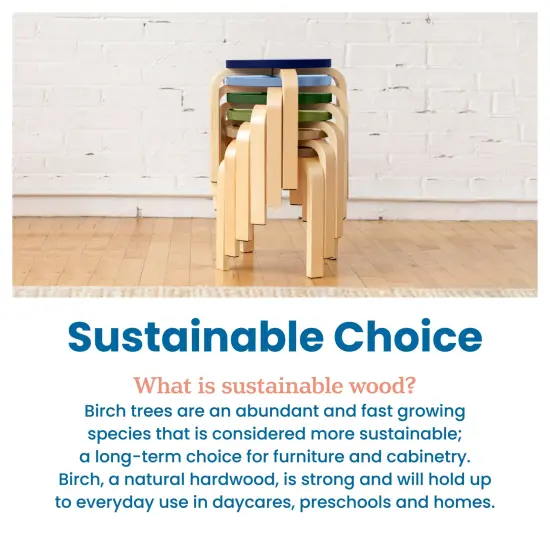 Bentwood Stackable Stools, Classroom Furniture, 6-Piece Earthtone {6}