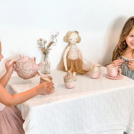 FLORAL STUFFED TOY TEA SET BY MON AMI Pink {4}