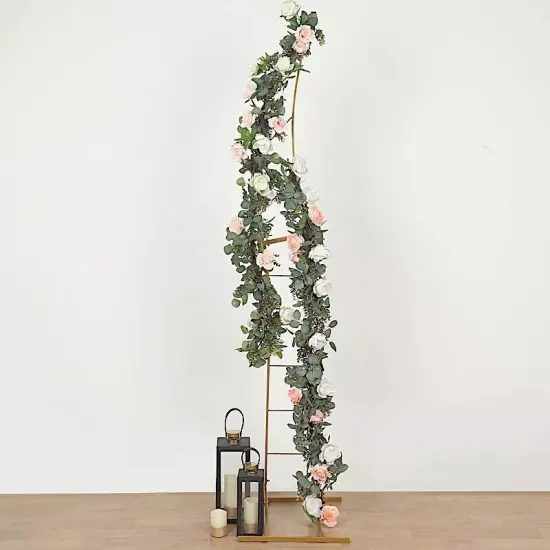 8 feet Gold Metal Floral Display Frame Curved BACKDROP STAND Wedding Arch Party {5}