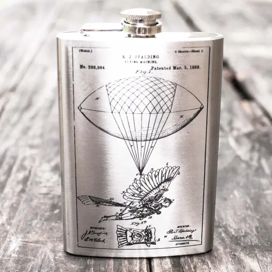 8oz Steampunk Flying Man Stainless Steel Flask {4}