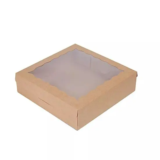 12 Brown 9" Disposable Bakery CAKE BOXES Window FAVOR HOLDERS Party Events {1}
