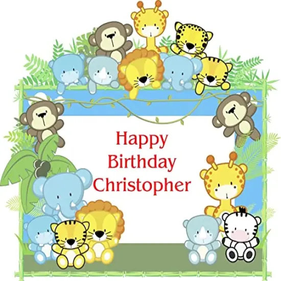 Jungle Animals Edible Cake Topper Decoration for 1/4 sheet cake or larger {1}