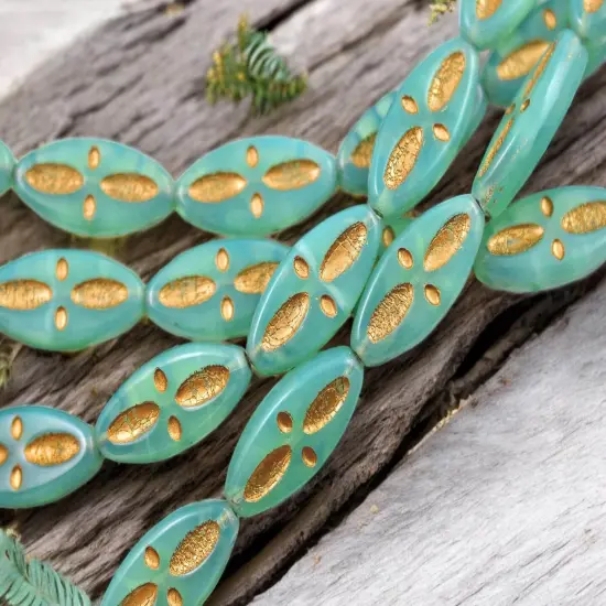 *8* 20x9mm Gold Washed Aqua Opal Marquise Oval Beads {3}