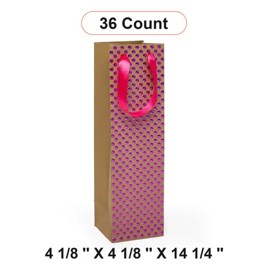 Polka Dot Embossed Wine Tote 4 1/8'' x 4 1/8'' x 14 1/4'' {1}