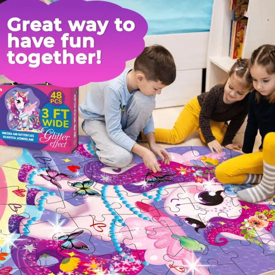 2x3 FT Glitter Giant Floor Puzzles for Kids | Unicorn {6}