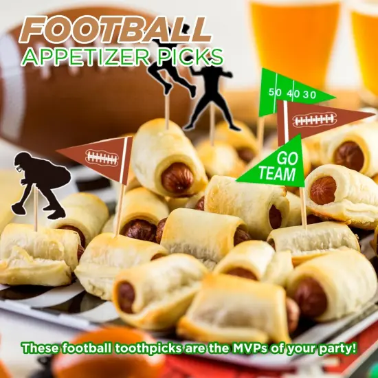 4E's Novelty Football Cupcake Toppers, 96 Pack Football Party Supplies, 12 Styles Cake Toppers, Gamer Party Decorations, Football Birthday Party Decor {5}