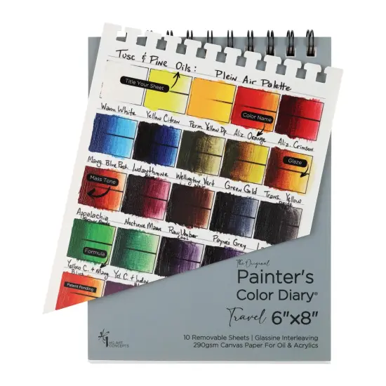 HG Art Concepts Travel Size Painters Color Diary - 6x8" Spiral-Bound Acid-Free Color Swatch Book with 10 Pages for Traveling Artists {1}