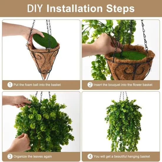 Hanging Eucalyptus Plants with Basket - UV Resistant D&eacute;cor {3}