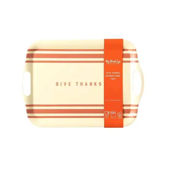 GIVE THANKS STRIPE REUSABLE BAMBOO TRAY {2}