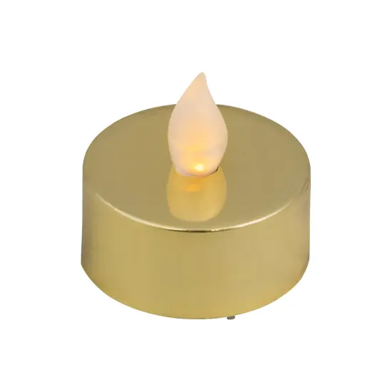 Northlight LED Lighted Flameless Flickering Tea Light Candles - Metallic Gold - Set of 4 {6}