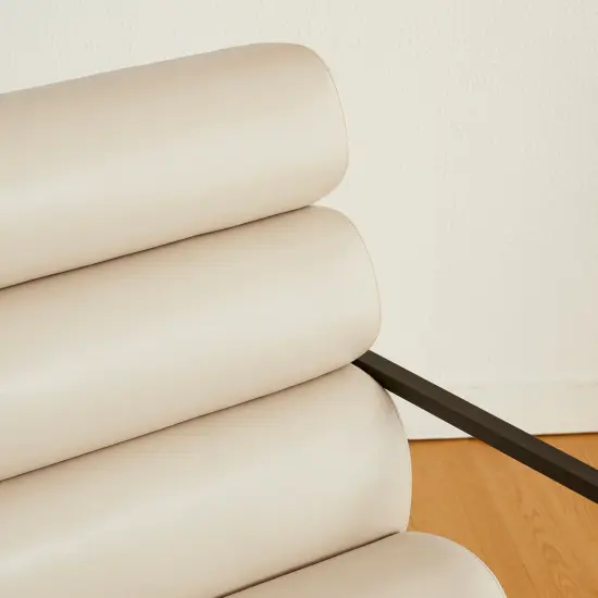 26.75"W Modern Comfy PU Leather Accent Chair with Metal Frame Set of 2-Beige {4}